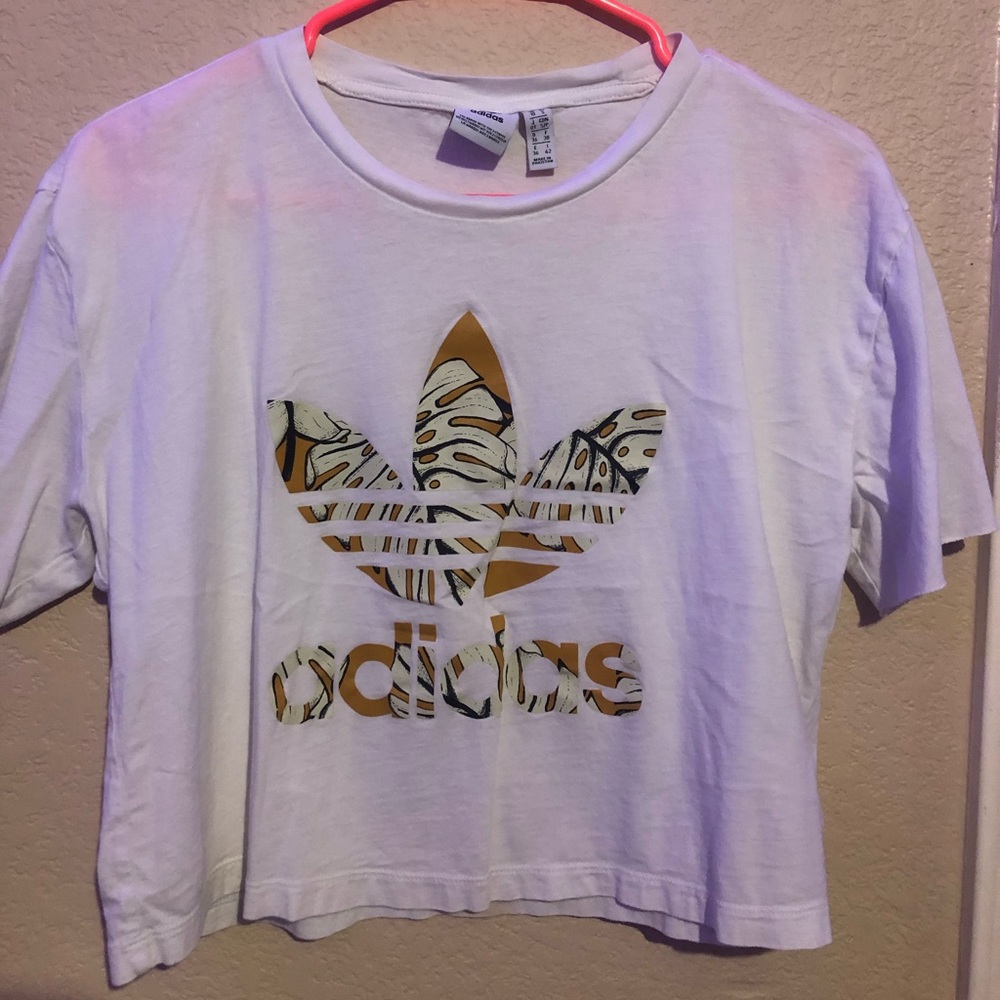 White Adidas cropped tee